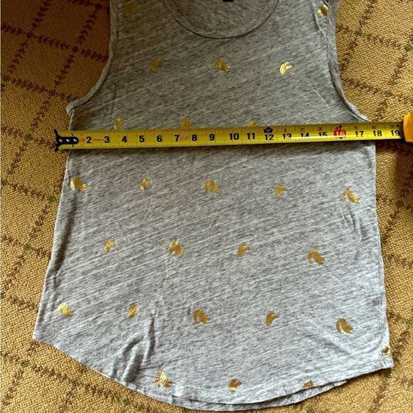 J. Crew gray sleeveless T-shirt with gold foil banana design S NWOT - Picture 6 of 12